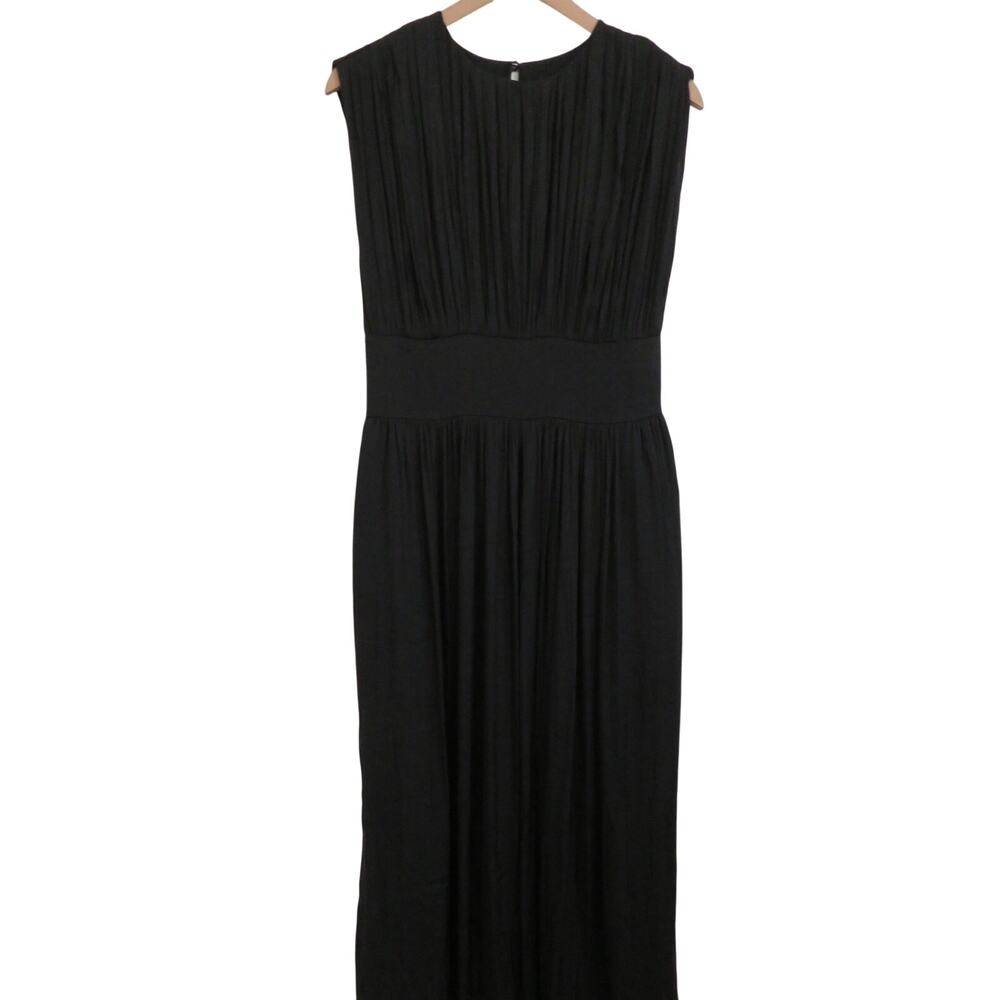 Banana Republic Women Sz S Black Crystal Pleated Maxi Dress Sleeveless Elegant